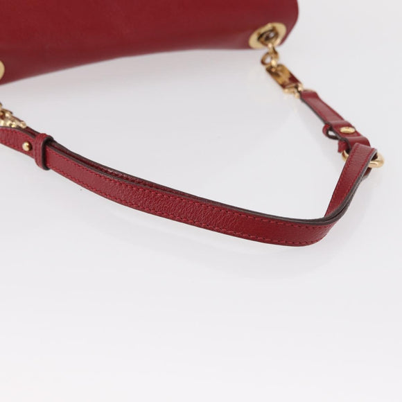 Salvatore Ferragamo Gancini Shoulder Bag Leather Red Gold Auth 153850