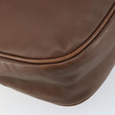 CELINE Circle Shoulder Bag Leather Brown Gold Auth 153852-16