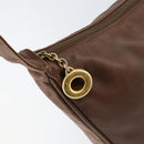 CELINE Circle Shoulder Bag Leather Brown Gold Auth 153852-17