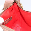 CELINE Circle Shoulder Bag Leather Brown Gold Auth 153852-19