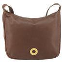 CELINE Circle Shoulder Bag Leather Brown Gold Auth 153852-13