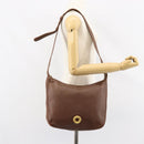 CELINE Circle Shoulder Bag Leather Brown Gold Auth 153852-22