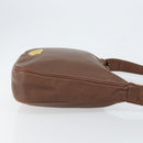 CELINE Circle Shoulder Bag Leather Brown Gold Auth 153852-3