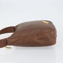 CELINE Circle Shoulder Bag Leather Brown Gold Auth 153852-4