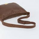 CELINE Circle Shoulder Bag Leather Brown Gold Auth 153852-7