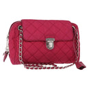 PRADA Chain Shoulder Bag Nylon Pink Silver Auth 153853-1