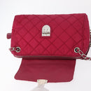 PRADA Chain Shoulder Bag Nylon Pink Silver Auth 153853-17