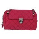 PRADA Chain Shoulder Bag Nylon Pink Silver Auth 153853-2