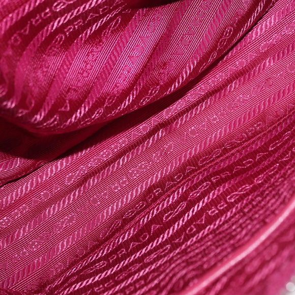 PRADA Chain Shoulder Bag Nylon Pink Silver Auth 153853