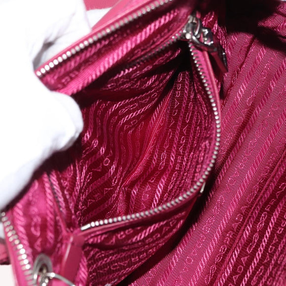 PRADA Chain Shoulder Bag Nylon Pink Silver Auth 153853