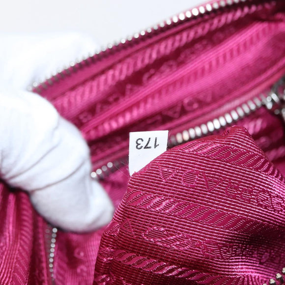PRADA Chain Shoulder Bag Nylon Pink Silver Auth 153853