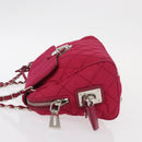 PRADA Chain Shoulder Bag Nylon Pink Silver Auth 153853-5