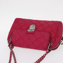 PRADA Chain Shoulder Bag Nylon Pink Silver Auth 153853-6