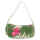 CELINE Accessory Pouch Canvas Green Gold Auth 153858V-1