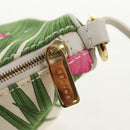 CELINE Accessory Pouch Canvas Green Gold Auth 153858V-14