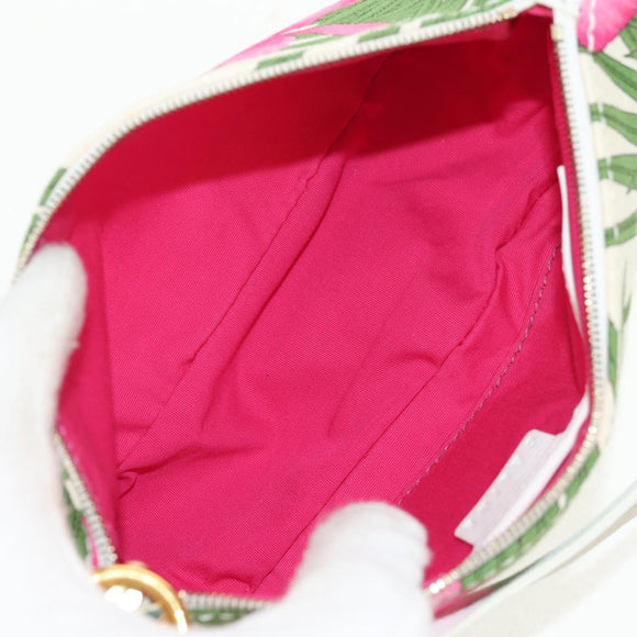 CELINE Accessory Pouch Canvas Green Gold Auth 153858V