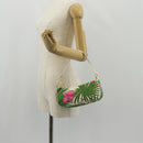 CELINE Accessory Pouch Canvas Green Gold Auth 153858V-21