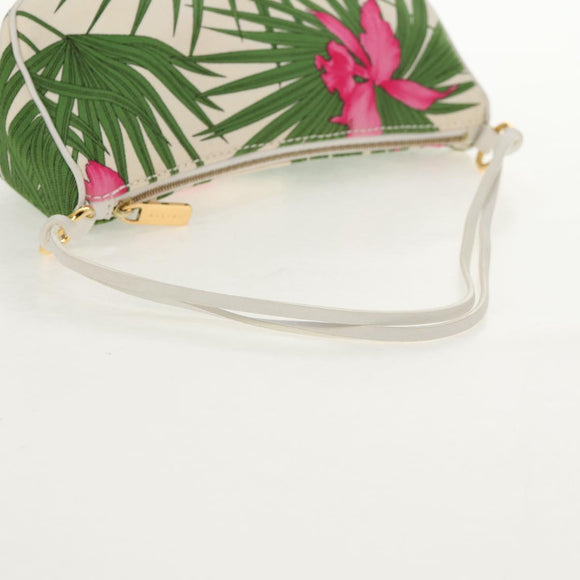 CELINE Accessory Pouch Canvas Green Gold Auth 153858V