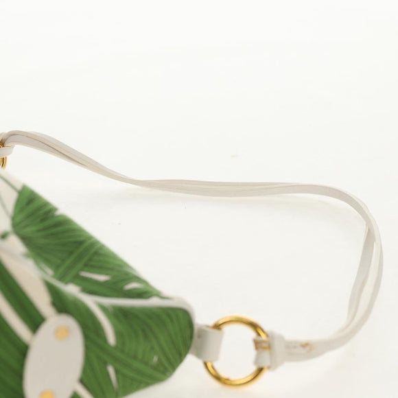 CELINE Accessory Pouch Canvas Green Gold Auth 153858V