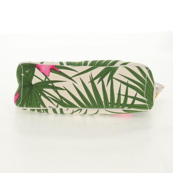 CELINE Accessory Pouch Canvas Green Gold Auth 153858V