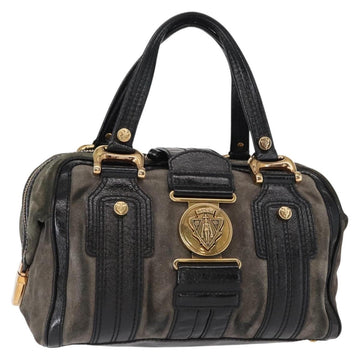 GUCCI Histeria Hand Bag Suede Black Gold 186235 Auth 153859