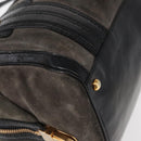 GUCCI Histeria Hand Bag Suede Black Gold 186235 Auth 153859-10