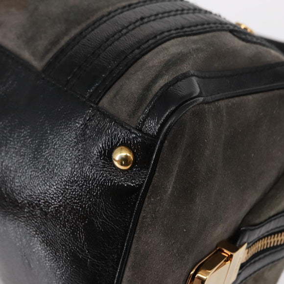 GUCCI Histeria Hand Bag Suede Black Gold 186235 Auth 153859