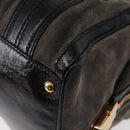 GUCCI Histeria Hand Bag Suede Black Gold 186235 Auth 153859-13