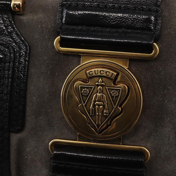 GUCCI Histeria Handtas Suède Zwart Goud 186235 Auth 153859