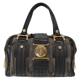 GUCCI Histeria Hand Bag Suede Black Gold 186235 Auth 153859 - 0