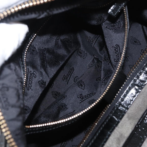 GUCCI Histeria Hand Bag Suede Black Gold 186235 Auth 153859