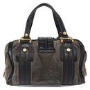 GUCCI Histeria Hand Bag Suede Black Gold 186235 Auth 153859-3