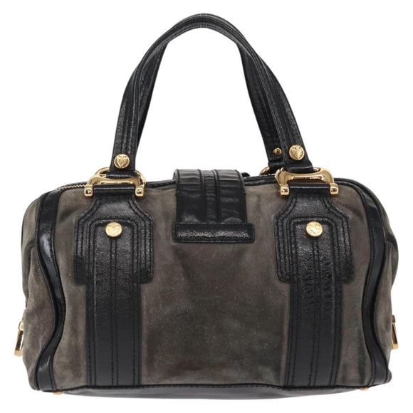 GUCCI Histeria Hand Bag Suede Black Gold 186235 Auth 153859