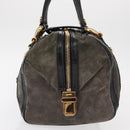 GUCCI Histeria Hand Bag Suede Black Gold 186235 Auth 153859-4