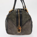 GUCCI Histeria Hand Bag Suede Black Gold 186235 Auth 153859-5