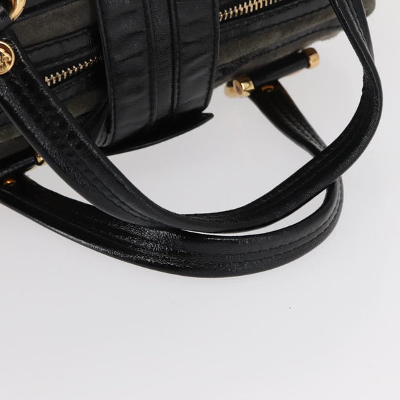 GUCCI Histeria Hand Bag Suede Black Gold 186235 Auth 153859