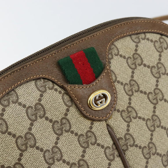 GUCCI GG Supreme Web Sherry Line Bag PVC Beige Gold 904 02 047 Auth 153861