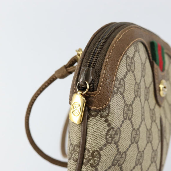 GUCCI GG Supreme Web Sherry Line Bag PVC Beige Gold 904 02 047 Auth 153861