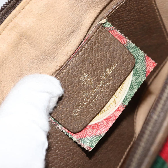 GUCCI GG Supreme Web Sherry Line Bag PVC Beige Gold 904 02 047 Auth 153861