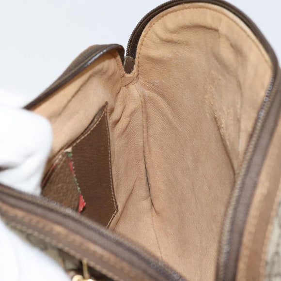 GUCCI GG Supreme Web Sherry Line Bag PVC Beige Gold 904 02 047 Auth 153861