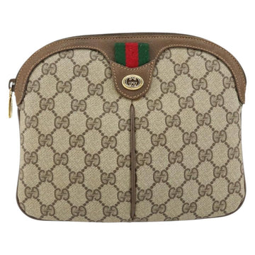 GUCCI GG Supreme Web Sherry Line Bag PVC Beige Gold 904 02 047 Auth 153861 - 0