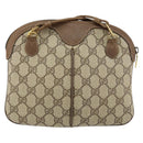 GUCCI GG Supreme Web Sherry Line Bag PVC Beige Gold 904 02 047 Auth 153861-3