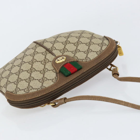 GUCCI GG Supreme Web Sherry Line Bag PVC Beige Gold 904 02 047 Auth 153861