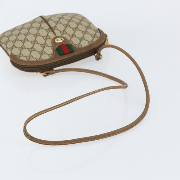 GUCCI GG Supreme Web Sherry Line Bag PVC Beige Gold 904 02 047 Auth 153861