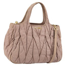 Miu Miu Matelasse Hand Bag Leather 2way Pink Gold Auth 153862-1