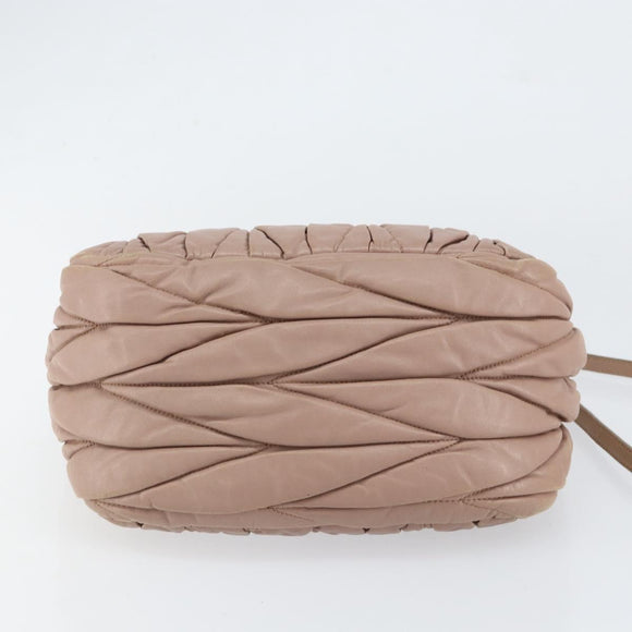 Miu Miu Matelasse Hand Bag Leather 2way Pink Gold Auth 153862