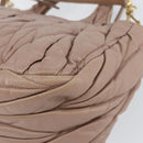 Miu Miu Matelasse Hand Bag Leather 2way Pink Gold Auth 153862-17