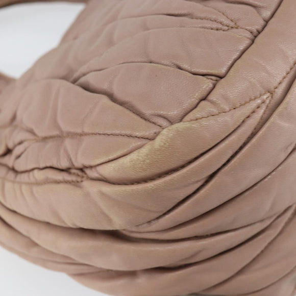 Miu Miu Matelasse Hand Bag Leather 2way Pink Gold Auth 153862