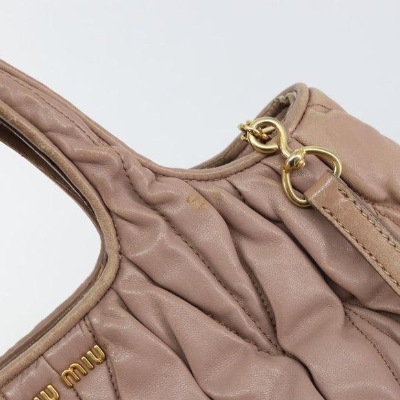 Miu Miu Matelasse Hand Bag Leather 2way Pink Gold Auth 153862