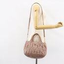 Miu Miu Matelasse Hand Bag Leather 2way Pink Gold Auth 153862-26